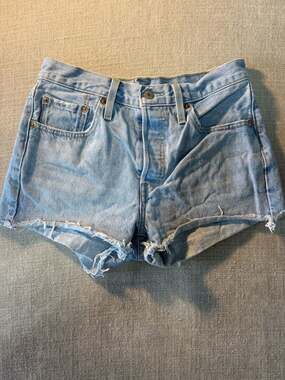 Levi's 501 Original Fit Button Fly High-Rise Raw Hem Denim Shorts